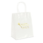 White Amanda Gloss Shopper Bag 7-3/4W x 4-3/4 x 9-3/4H