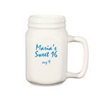 16 Oz. Ceramic Mason Jar - White